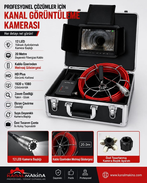 Kanal Gözlem Kamerası H7 kırmızı Kablo