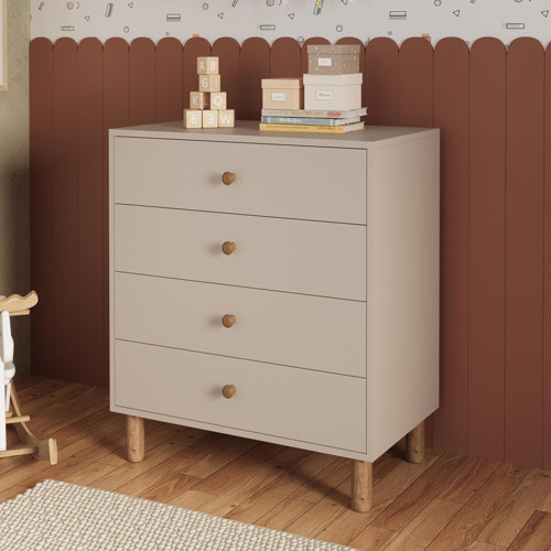 N3030 Bunny Kumtaşı 70 cm, 4 Çekmeceli Yüksek Ayaklı Çocuk Odası Şifonyeri