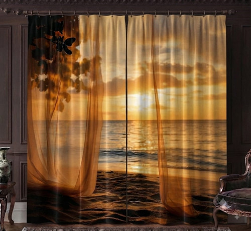 Özel Üretim Marka UHD Dijital Baskı 240*280 Cm Çift Kanat Fon Perde Mikropetek Luxury Premium Kumaş Doku Manzara Deniz Deluxe seri Gün batımı doğumu oda karanlığı solmaya dayanıklı leke tutmaz sağlam