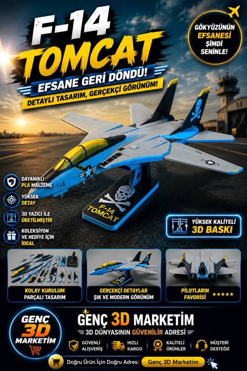 F-14 Tomcat Uçak Kit Kart | Maket Uçak Kart Model | Dekoratif & Eğitici 3D Kart