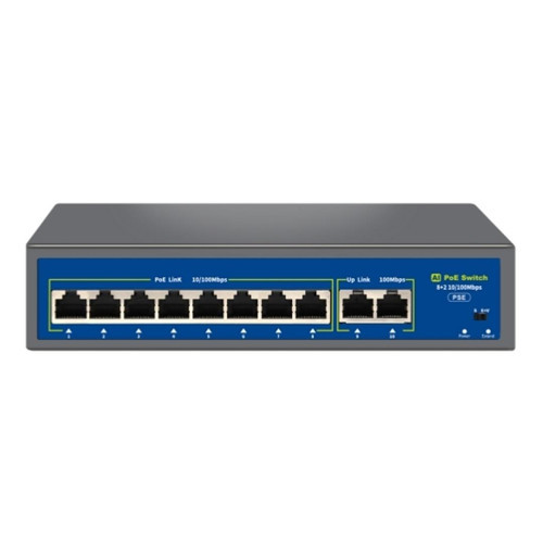 NVC-HIF0820FBL-C 8+2 Port 120W 10/100Mbps PoE Switch (250m Extend Modlu)