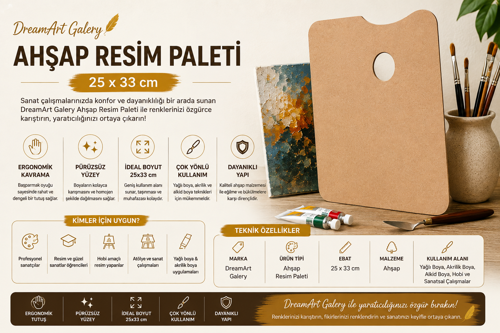 Palet Dikdörtgen 25X33 cm