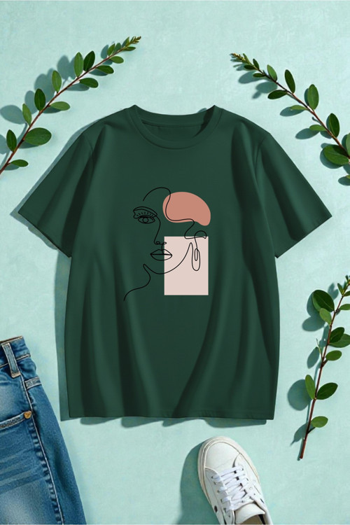 Unisex Make Up Siluet Baskılı Tasarım Tshirt