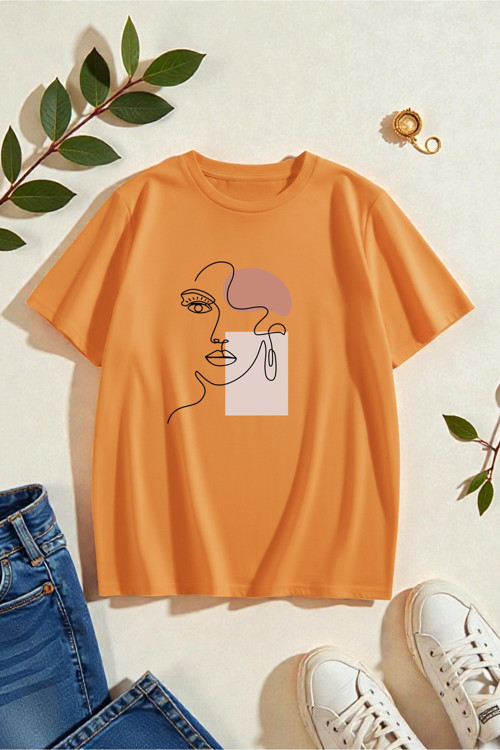 Unisex Make Up Siluet Baskılı Tasarım Tshirt