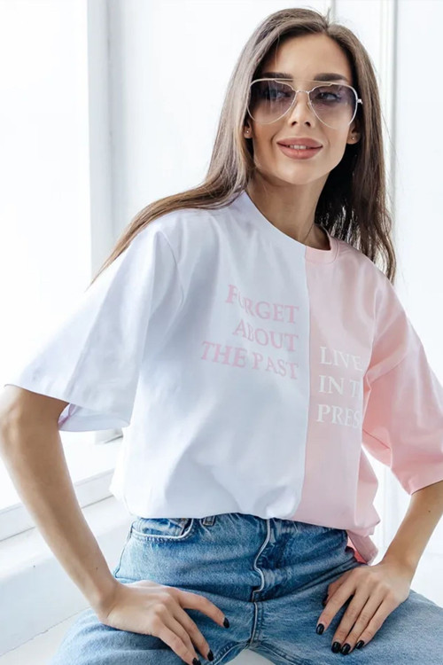 Unisex Forget Live Baskılı Oversize Tshirt