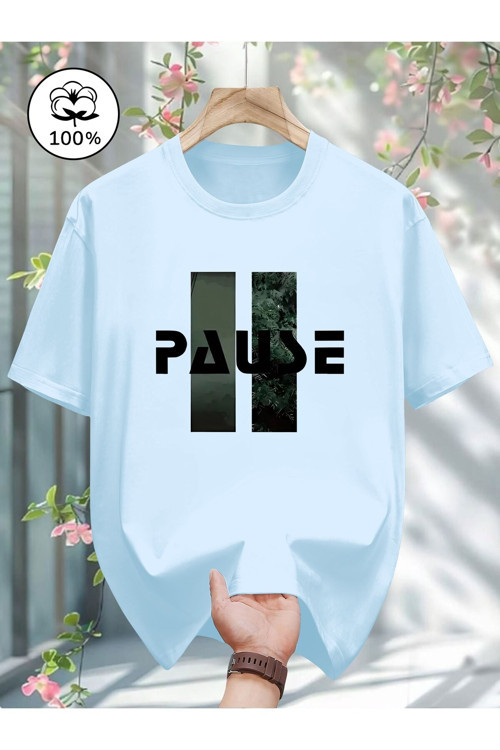 Unisex Pause Baskılı Tasarım Tshirt