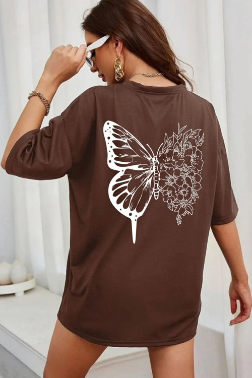 Unisex Drawing Butterflies Tasarım T-shirt