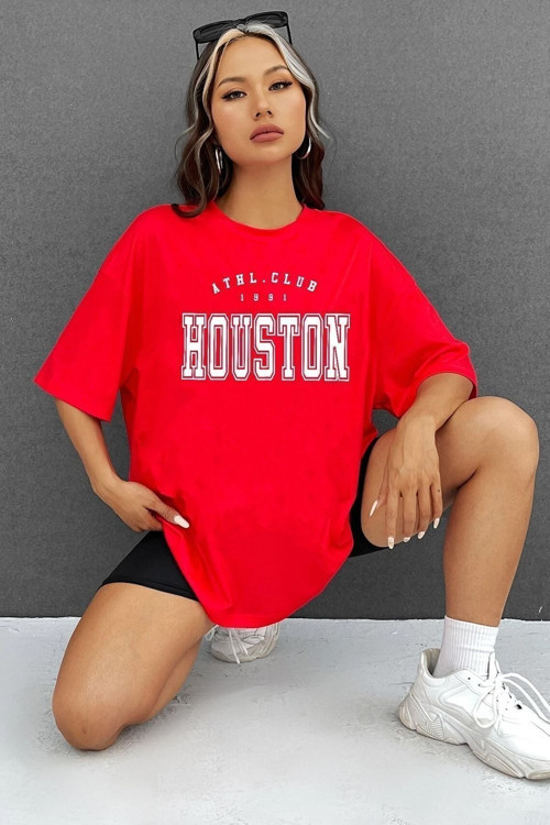 Unisex Houston Baskılı T-shirt