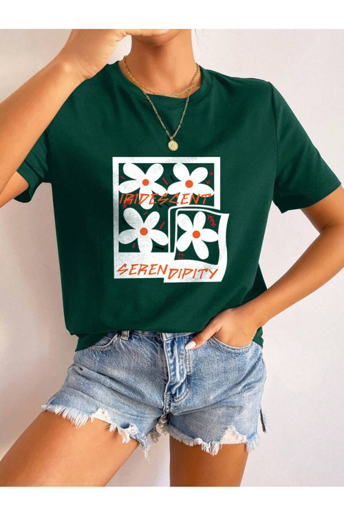 Unisex Serendipity Baskılı Oversize Tshirt