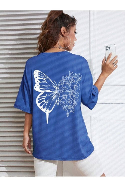 Unisex Drawing Butterflies Tasarım T-shirt
