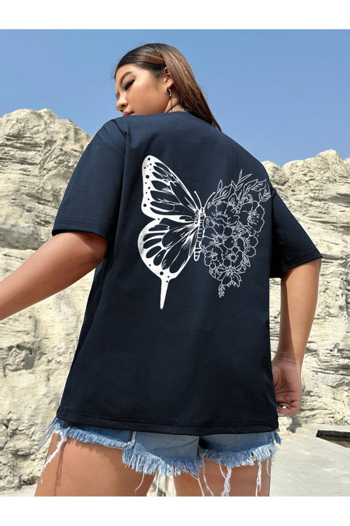 Unisex Drawing Butterflies Tasarım T-shirt