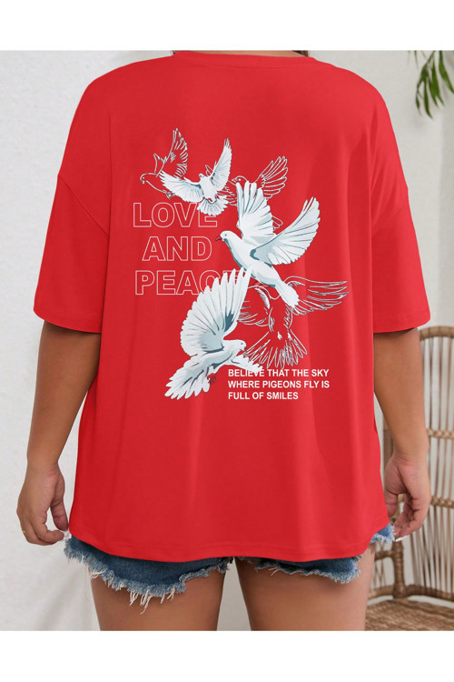 Love And Peace Baskılı Unisex Oversize Tshirt