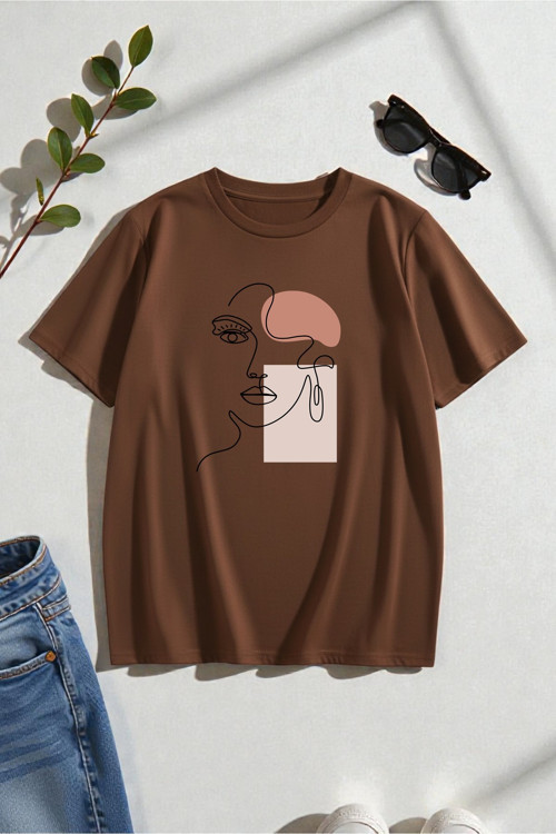Unisex Make Up Siluet Baskılı Tasarım Tshirt