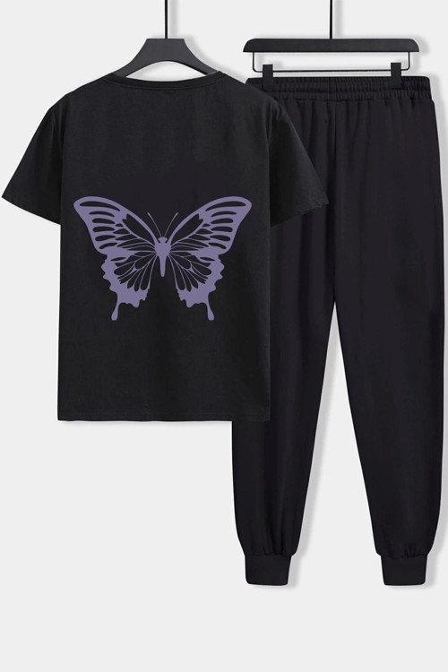Unisex Butterfly Baskılı 2'li Eşofman Takımı