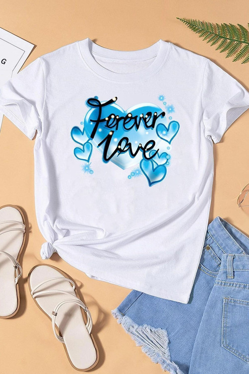 Unisex Forever Love Baskılı Oversize Tshirt