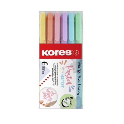 Fırça Uçlu Pastel Markör Kalem 6 Renk