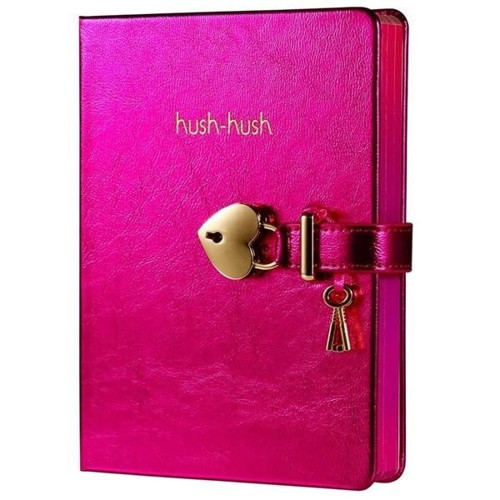 Victoria's Journals Hush Kilit Meta Defter 160 Yaprak Çizgili, Pembe