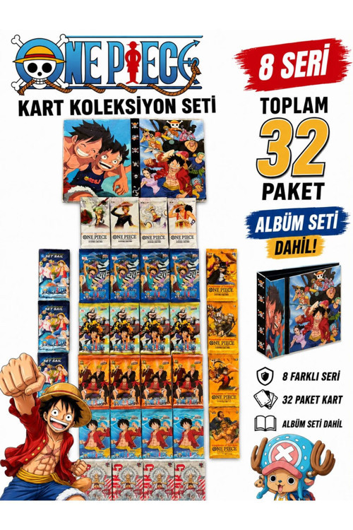 ONE PİECE OYUN KARTI 8 SERİ 32 PAKET BİR ARADA ALBÜM DAHİL