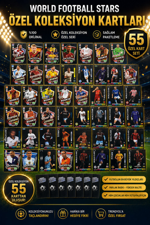 Futbolcu Oyun Karti 55 Adet BLACK Series Pocket Esnek Kırılmaz Parlak Kart