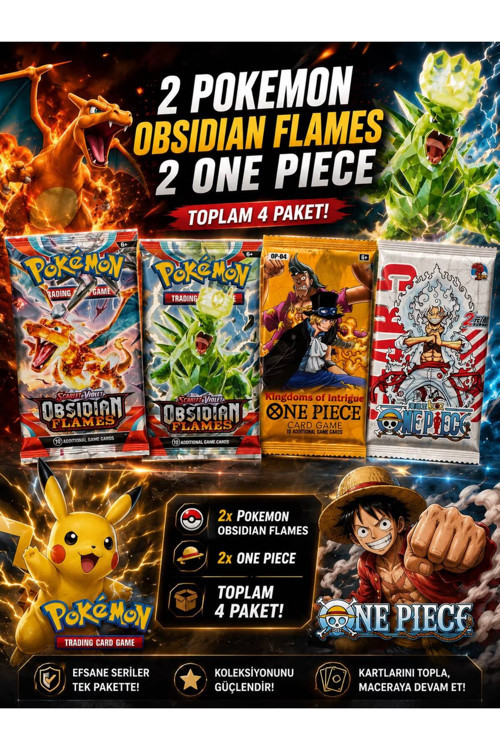 POKEMON OBSIDIAN FLAMES AND ONE PİECE 2 SERİ 4 PAKET