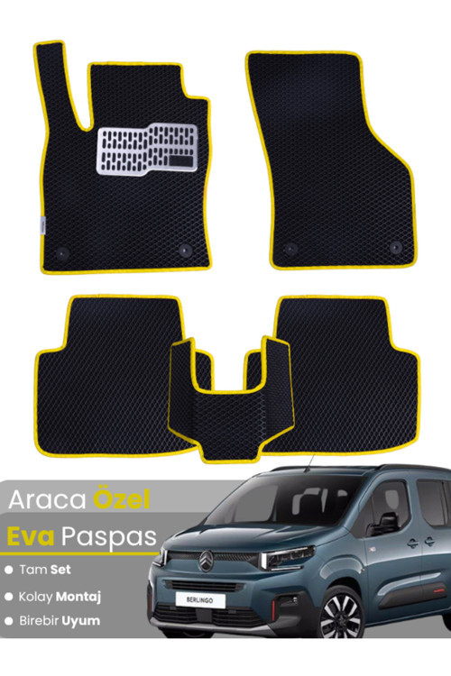 Citroen Berlingo (2024-2025) Uyumlu Eva Paspas Tam Set–Araca Özel,Su Geçirmez,Kolay Montaj