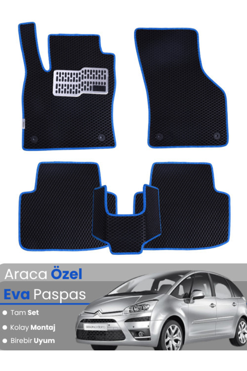 Citroen C4 Picasso (2006-2012) Uyumlu Eva Paspas Tam Set–Araca Özel,Su Geçirmez,Kolay Montaj