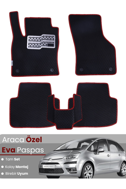 Citroen C4 Picasso (2006-2012) Uyumlu Eva Paspas Tam Set–Araca Özel,Su Geçirmez,Kolay Montaj
