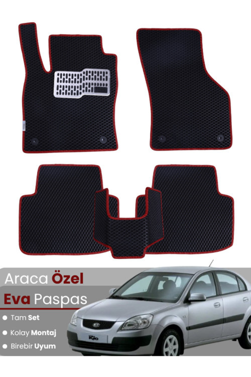 Kia Rio Sedan (2005-2011) Uyumlu Eva Paspas Tam Set–Araca Özel,Kolay Montaj,Su Geçirmez