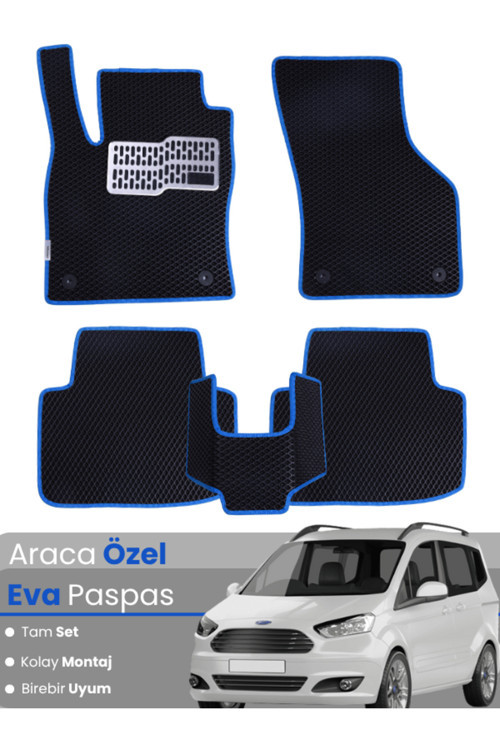 Ford Courıer (2013-2023) Uyumlu Eva Paspas Tam Set–Araca Özel,Su Geçirmez,Kolay Montaj