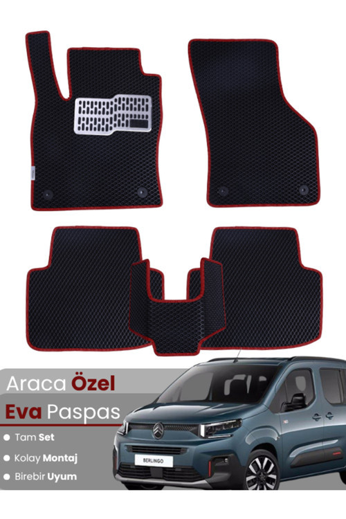 Citroen Berlingo (2024-2025) Uyumlu Eva Paspas Tam Set–Araca Özel,Su Geçirmez,Kolay Montaj