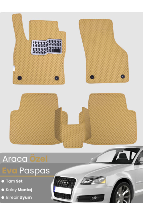 Audi A3 Hatchback (2003-2012) Uyumlu Eva Paspas Tam Set–Araca Özel,Su Geçirmez,Kolay Montaj