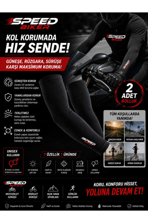 Motorcu Kol Çorabı Uv Güneş Koruyucu Motosiklet Kolluk Yazlık Kol Bandı