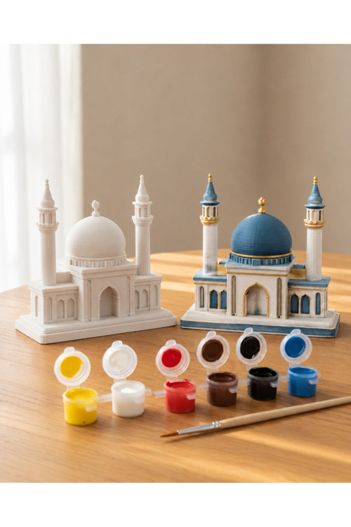 Cami Maketi Boyama Seti - 3D Baskı Mimari Maket, Fırça Ve Boyalar Dahil Hobi Seti