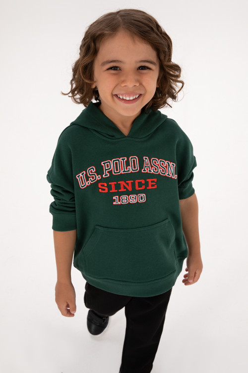 Erkek Çocuk Koyu Yeşil Kapüşonlu Sweatshirt 50313842-VR079