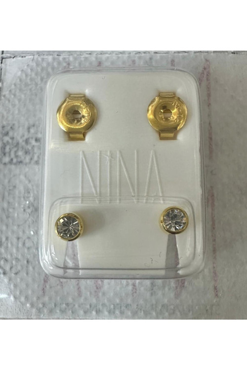 (gold Kristal 1 Çift) Kulak Delme Küpesi