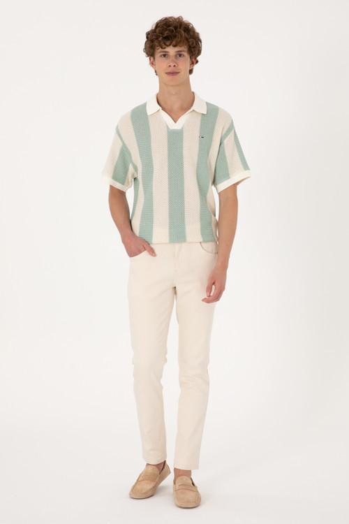 Erkek Ekru Slim Fit Jean Pantolon 50304387-VR019