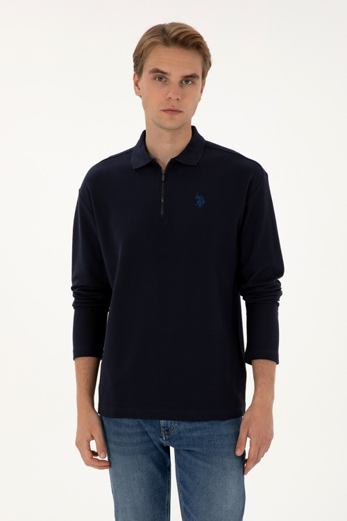 Erkek Comfort Fit Yarım Fermuarlı Lacivert Sweatshirt 50313754-VR033