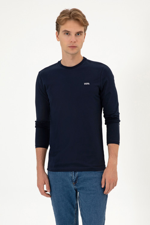 Erkek Slim Fit Bisiklet Yaka Lacivert Süprem Basic Sweatshirt 50313744-VR033