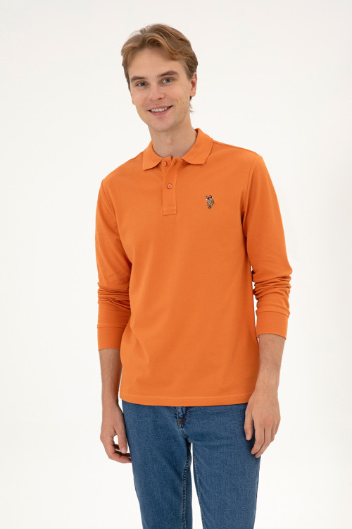 Erkek Regular Fit Polo Yaka Bakır Basic Sweatshirt 50313772-VR182