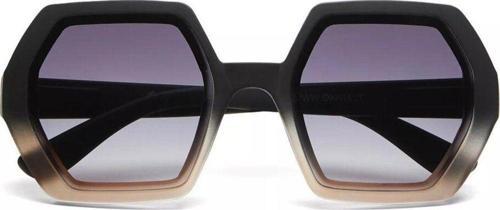 Emma Big Hexagonal Unisex Güneş Gözlüğü Siyah Ros