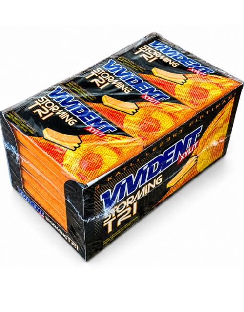 Xylit Storming TRI Mango, Çarkıfelek Ve Narenciye Aromalı Şekersiz Tatlandırıcılı Şerit Sakız 33 GR X 18 Adet