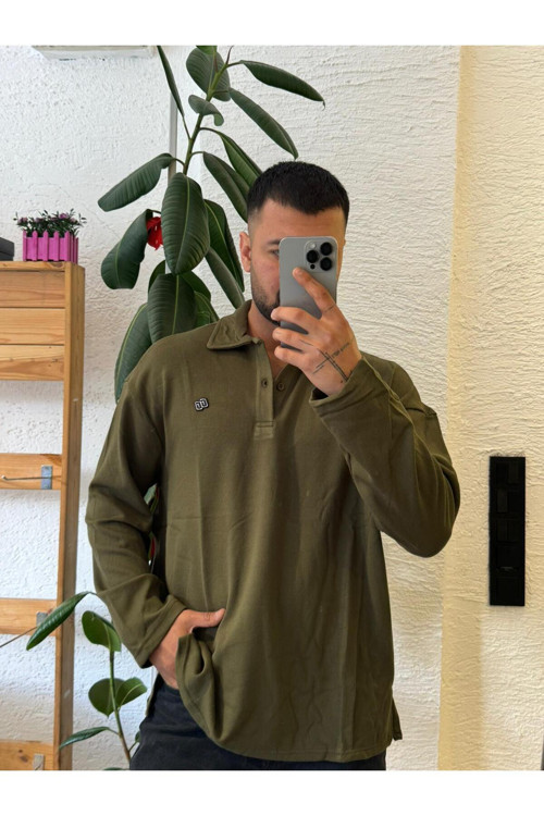 Polo Yaka Uzun Kollu Oversize Triko