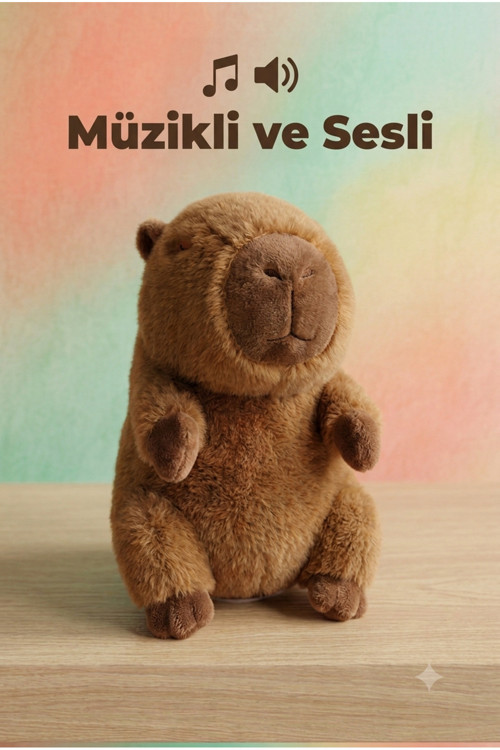 Capybara Sesli Ve Müzikli 25Cm Sevimli Peluş Oyuncak Yumuşak Kapibara