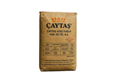 ÇAYTAŞ ATEŞ BETONU 25 KG - 50 ALÜMİNA REFREKTAR HARCI - 1,300 İLA 1,650 DERECE ARASI UYGUNDUR.
