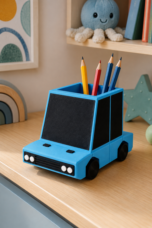 Araba Tasarımlı Masaüstü Kalemlik 3D Baskı PLA Organizer