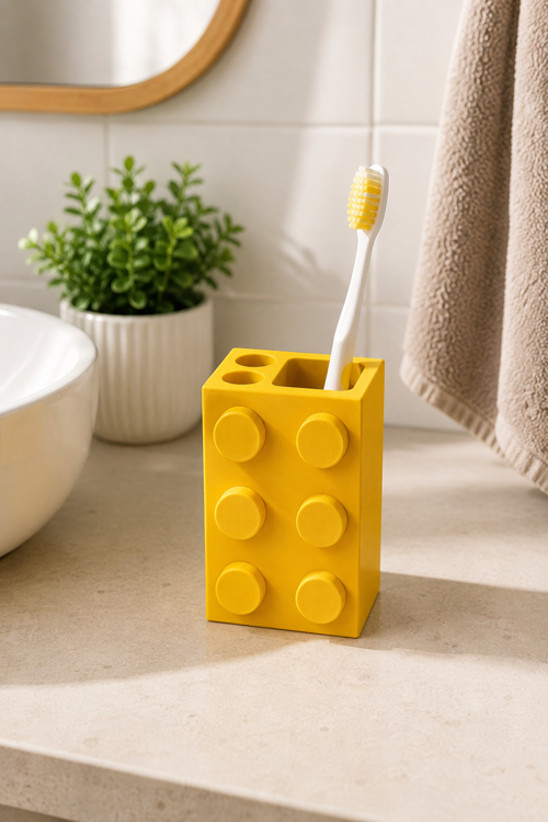 Blok Tasarımlı Diş Fırçalık Diş Macunu Standı 3D Baskı Organizer