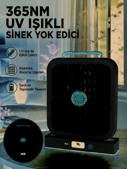 UV Işıklı Şarj Edilebilir Sinek Yok Edici Elektrikli Lamba Beyaz