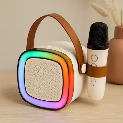 Nostalji Mini Radyo Karaoke Hoparlör - Bluetooth Mikrofonlu USB Şarjlı