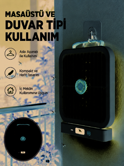 Şarjlı UV Işıklı Sinek Öldürücü Cihaz Beyaz Elektrikli Sivrisinek Yok Edici