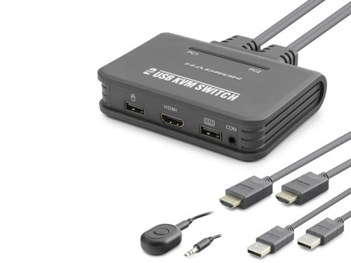 Hdmi Usb Kvm Switch 2 Port Hdmi 2 Port Usb Dahili Kablolu - Siyah HDX1361